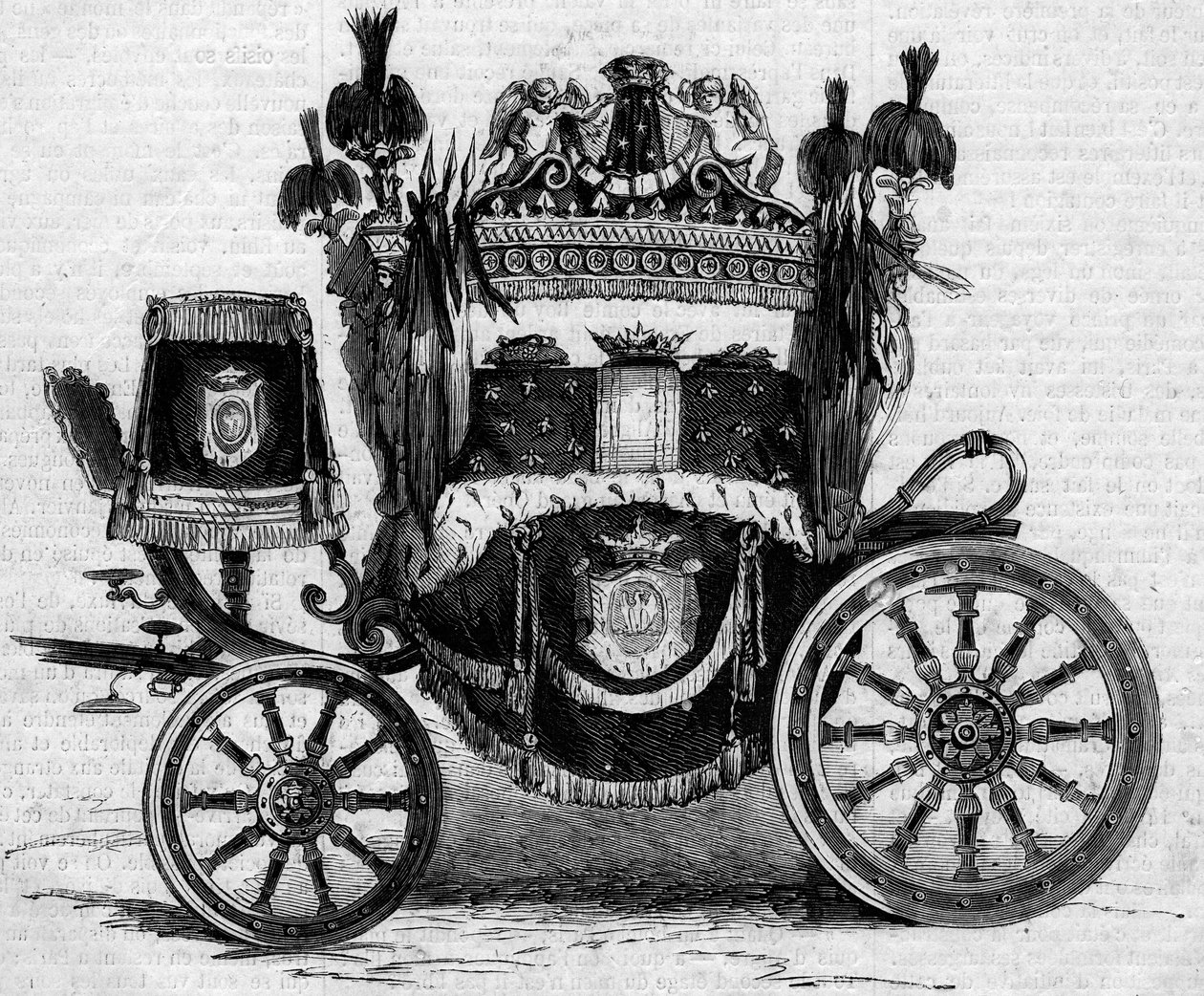 Funebre tank brugt under prins Jerome Bonapartes obseques (1784-1860). Indgravering i "" Le Monde Illustré"" nr. 169 af 7. juli 1860. af French School