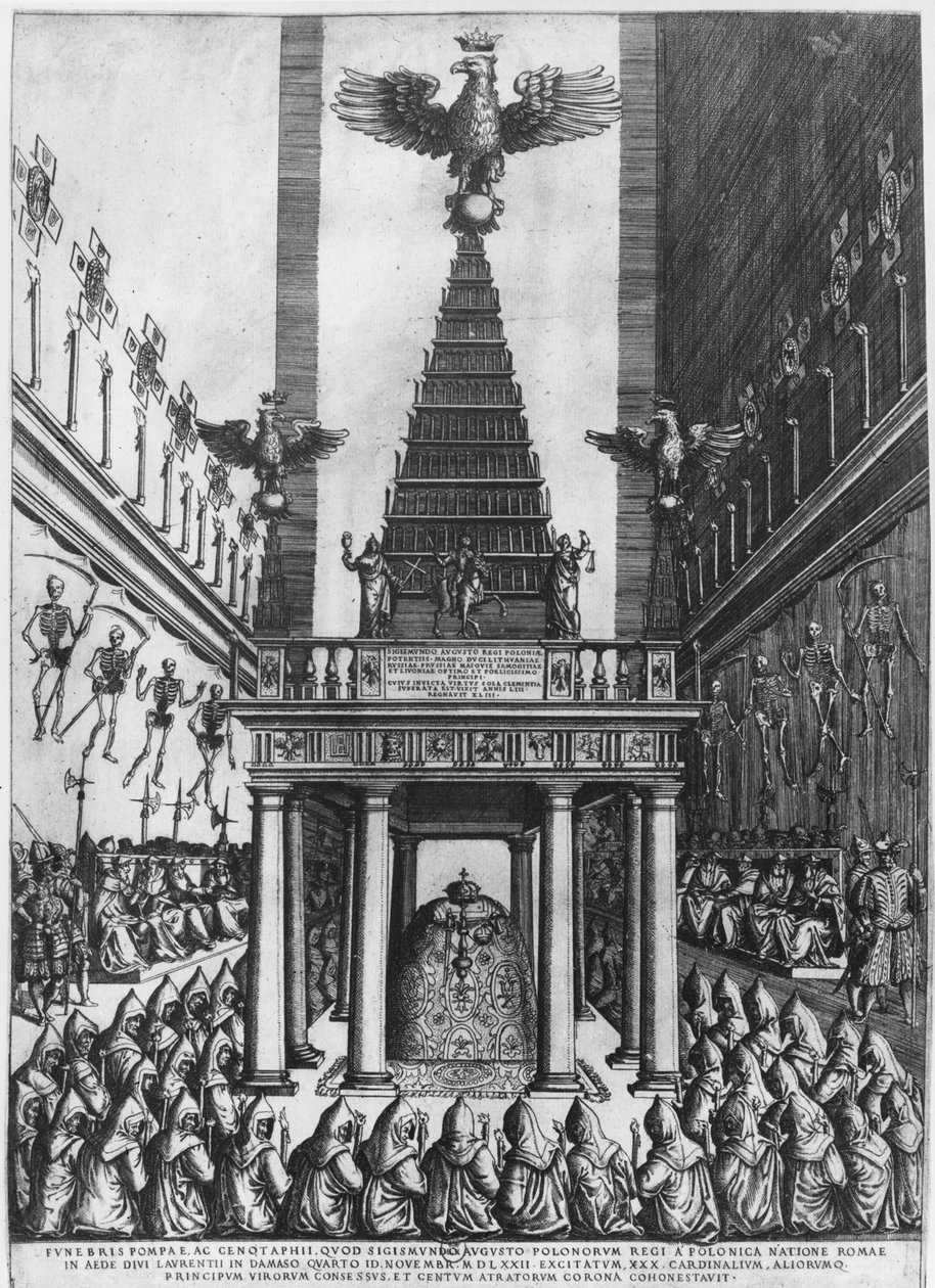Begravelse af Sigismund II Augustus, konge af Polen og storhertug af Litauen i Rom, 1572 af French School