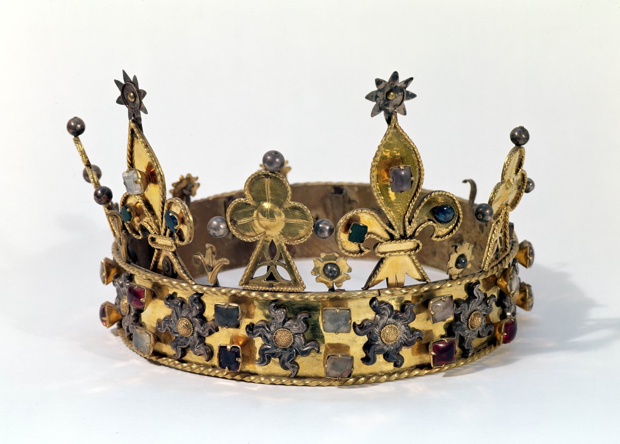 Begravelseskrone af Philippe af Frankrig (1342-1404) 1404 (guld, perler og ædelstene) af French School