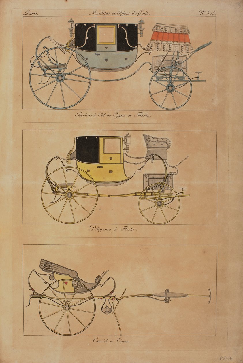 Møbler og smagsgenstande (farvet gravering) af French School