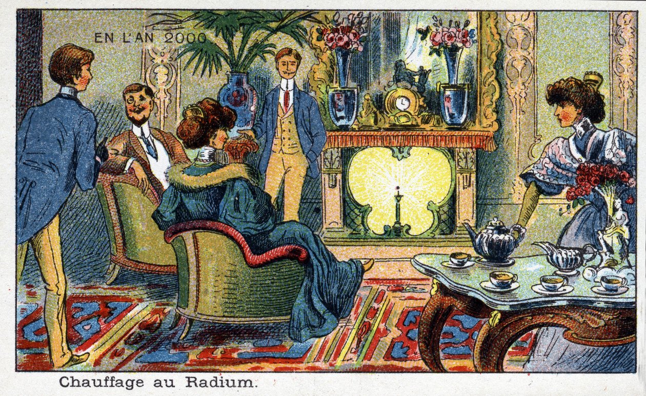 Futuredays: A Nineteenth Century Vision of the Year 2000-serien: Radiumopvarmning. Kromolitografi af Villemard af French School