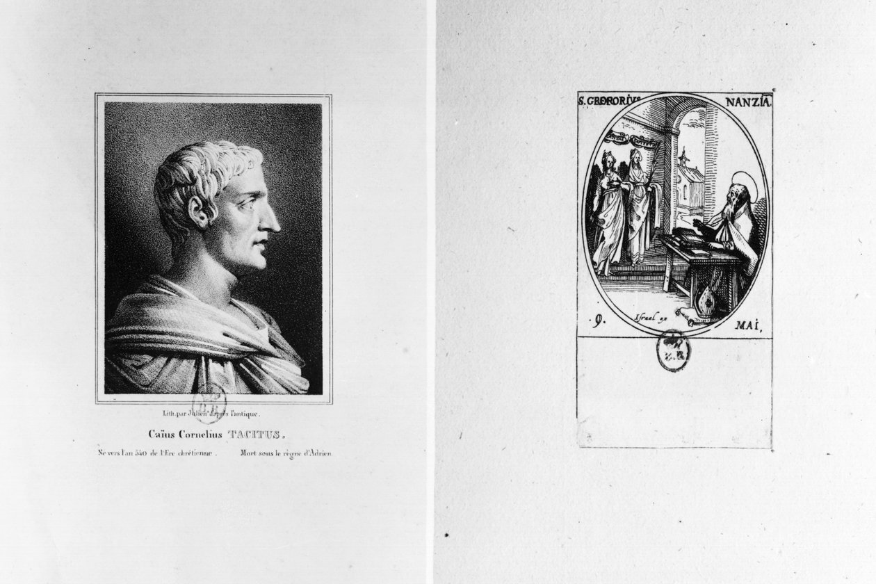 Gaius Cornelius Tacitus (56-c.120 e.Kr.) indgraveret af Julien og Skt. Gregor af Nazianzus (ca. 329-c.390) indgraveret af Israel af French School