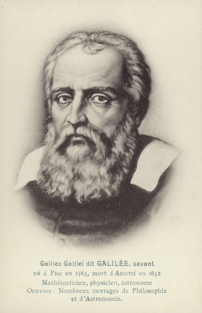 Galileo Galilei (1564-1642), italiensk fysiker, matematiker og astronom (litografi) af French School
