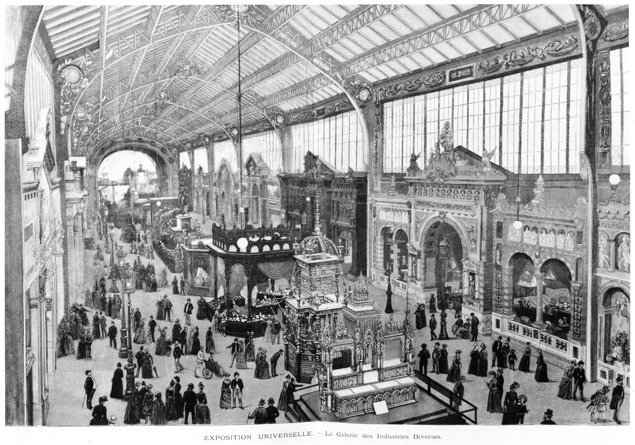 Gallery of the Various Industries, Universal Exhibition, Paris, 1889 af French School