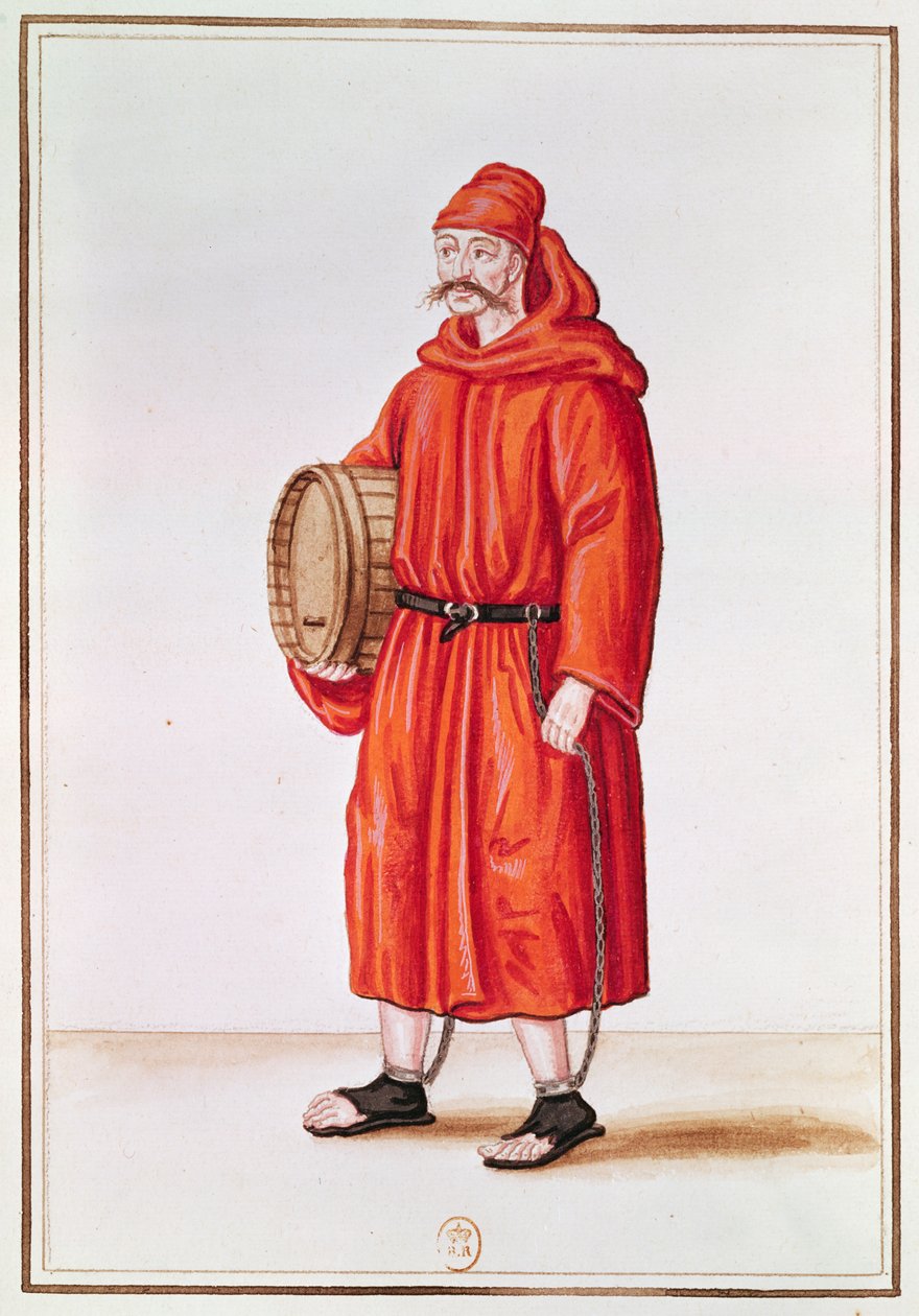 Galley Slave fra Venedig (akvarel på papir) af French School