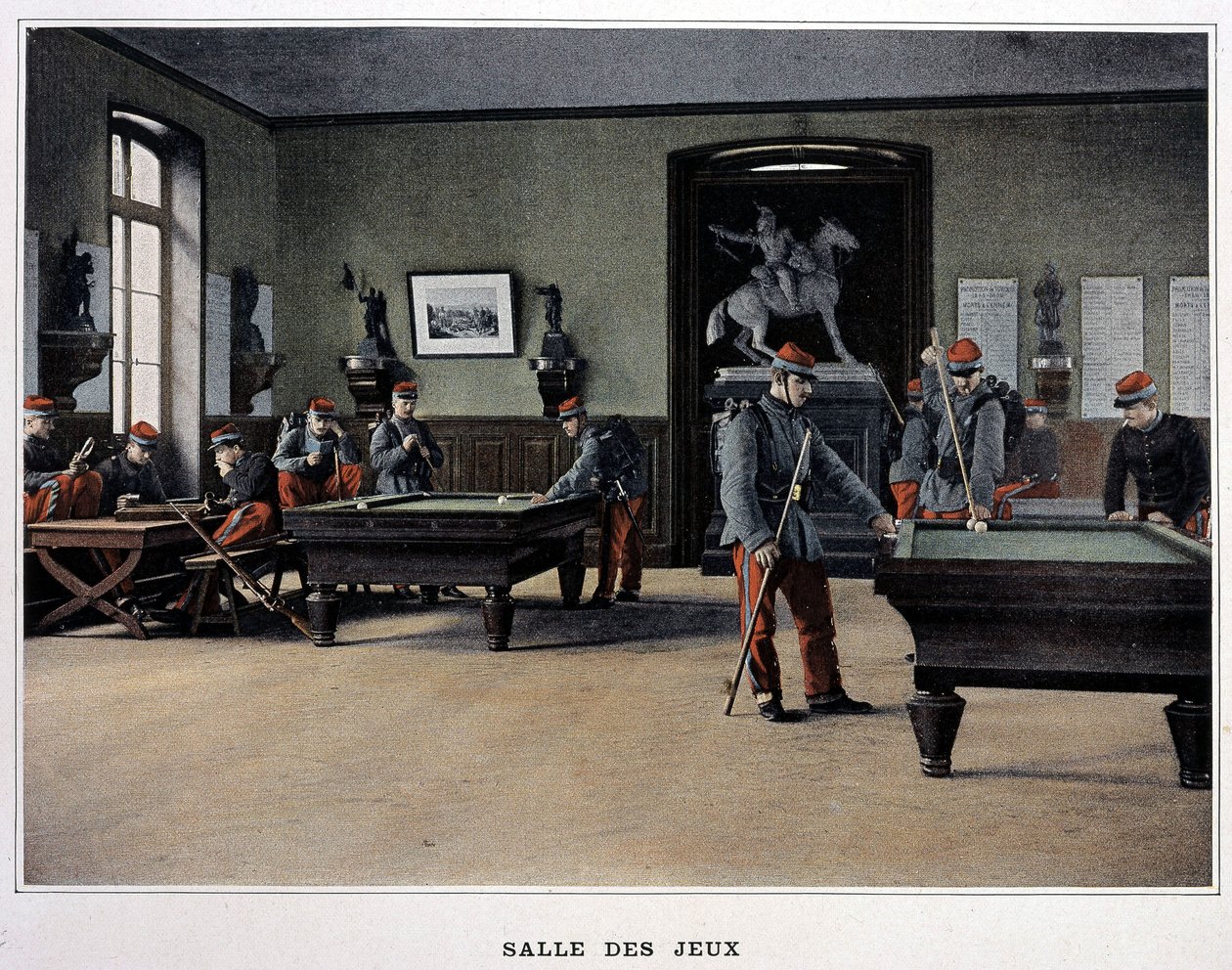 Spillelokale: soldater, der spiller billard og fra - i "Album militaire"" - infanteri af French School
