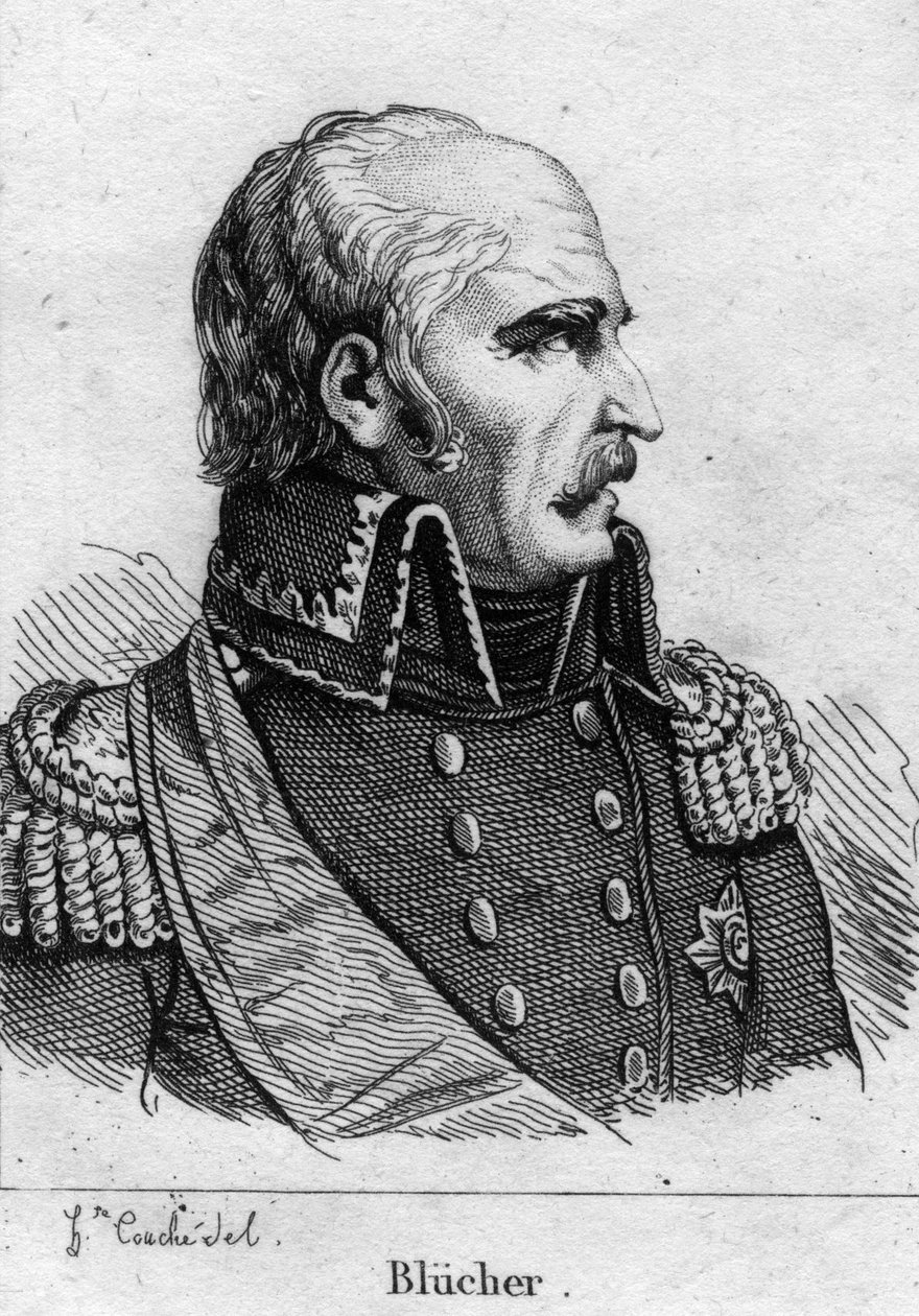 Gebhard Leberecht, Prins Blucher von Wahlstatt (1742-1819), preussisk marechal. Indgravering af det 19. århundrede. af French School