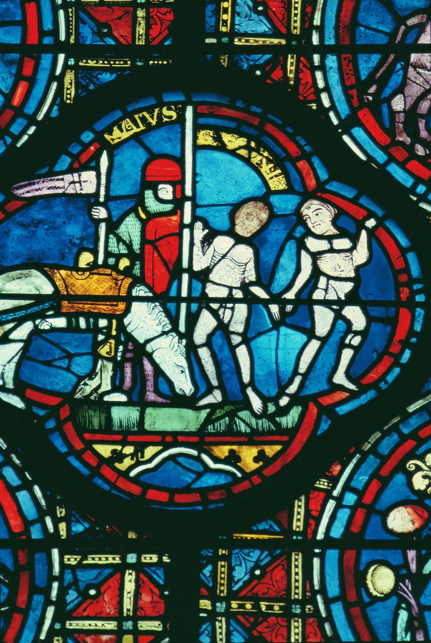 Tvillingerne og maj, fra Zodiac-vinduet, 1200-tallet af French School
