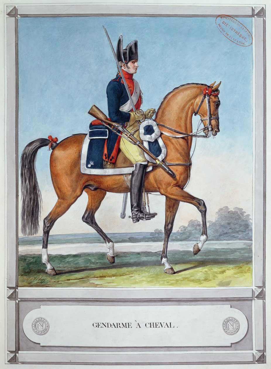 Gendarme opsat på en hest, ca. 1812 af French School