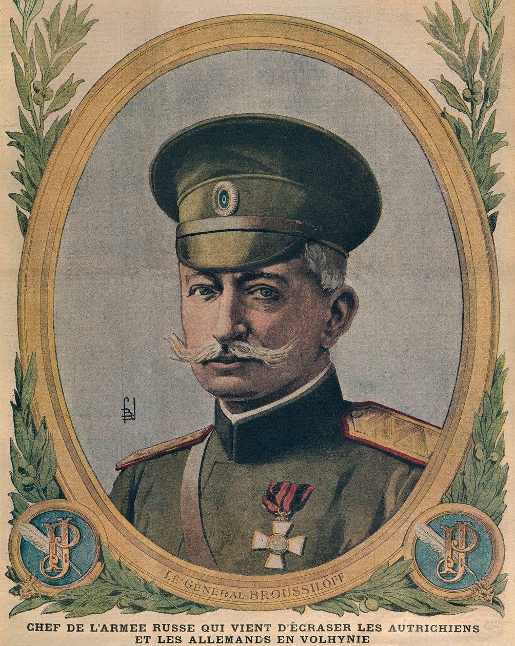 General Aleksei Brusilov, chef for den russiske hær, der knuste østrigerne og tyskerne i Volhynien, forsideillustration fra Le Petit Journal, 2. juli 1916 af French School