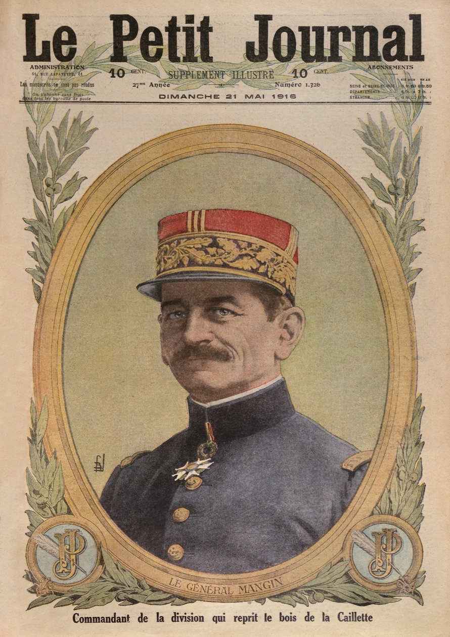 General Charles Mangin, forsideillustration fra Le Petit Journal, supplement illustre, 21. maj 1916 af French School