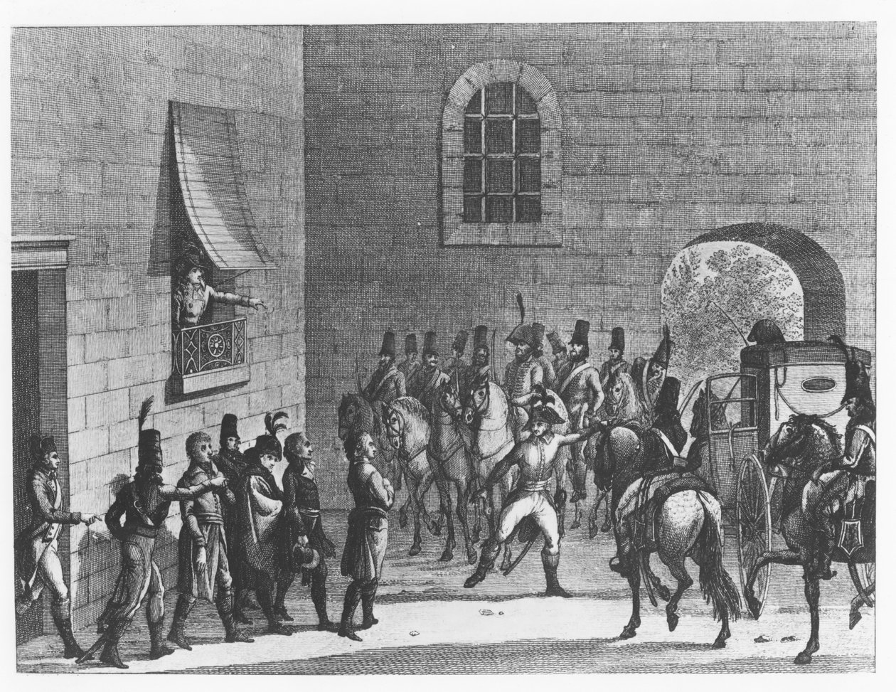 General Dumouriez arresterer repræsentanter for konventionen (gravering) af French School