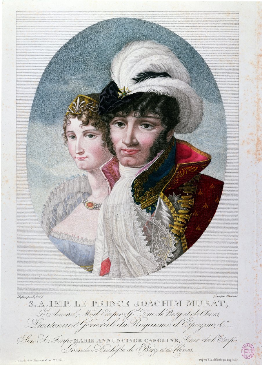 General Joachim Murat (ca. 1767-1815) og hans kone Caroline Bonaparte (1782-1839) af French School