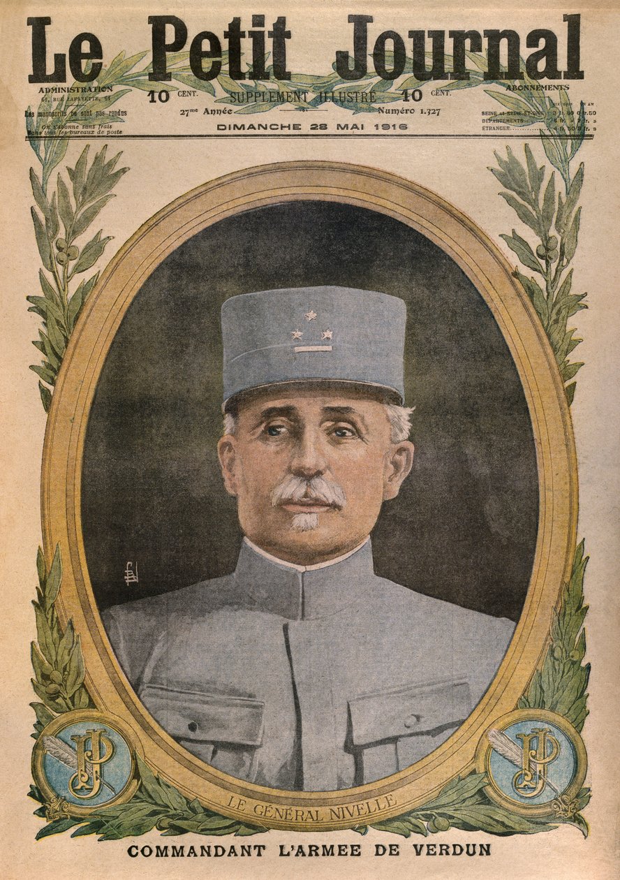 General Nivelle, der kommanderer hæren af Verdun, forsideillustration fra Le Petit Journal, supplement illustre, 28. maj 1916 af French School