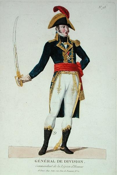 General for divisionen, kommandør for Æreslegionen (farvet indgravering) af French School