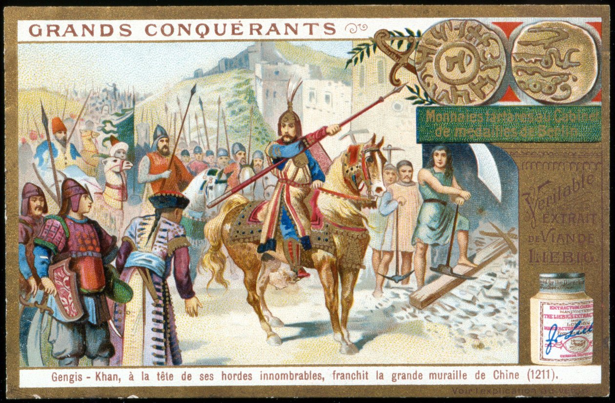Genis-Khan krydsede den kinesiske mur i spidsen for sine utallige horder. af French School