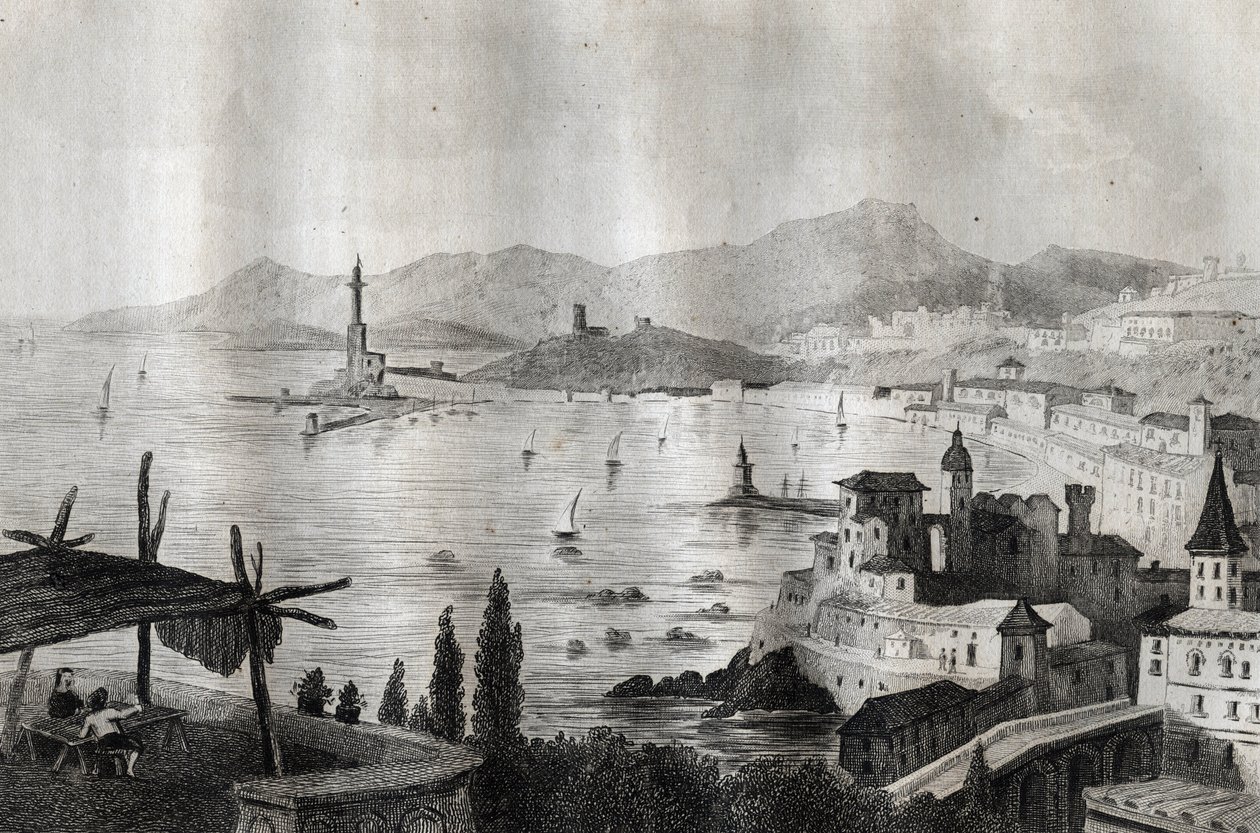 Genova - Gener - Genova - Indgravering fra "" Picturesque Italy"" af M. de Norvins, Ch. Nodier 1834-1836. af French School