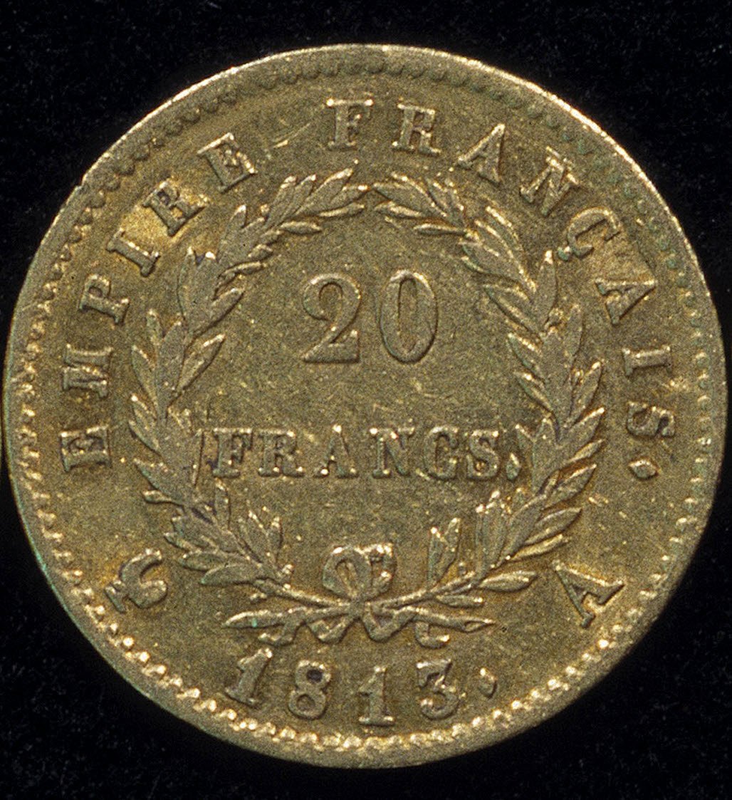 Guldmønt på 20 francs (Napoleon) fra 1813. tilbage. af French School