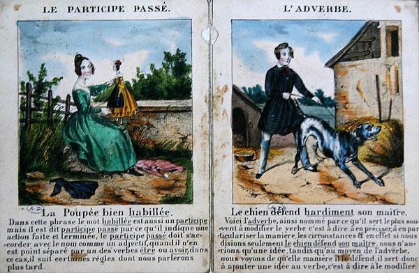 Grammatikbog for børn. ca. 1850 (farve litho) af French School