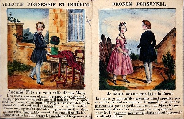 Grammatikbog for børn. ca. 1850 (farvelitografi) af French School