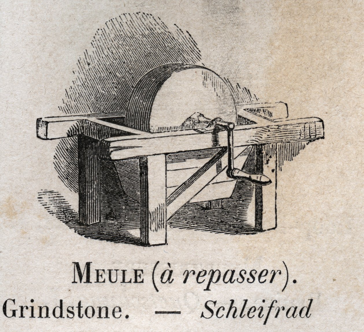 Slibesten i "" ordforrådet illustrerer almindelige ord"" af Armand Le-Brun. 1890 af French School
