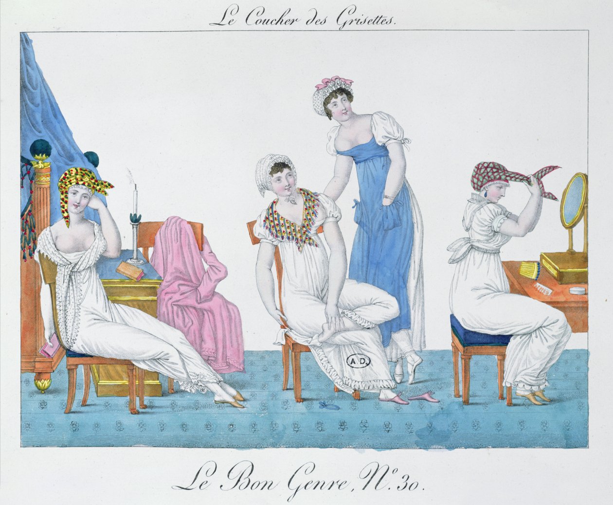 Grisettes Preparing for Bed, tallerken 30 fra 