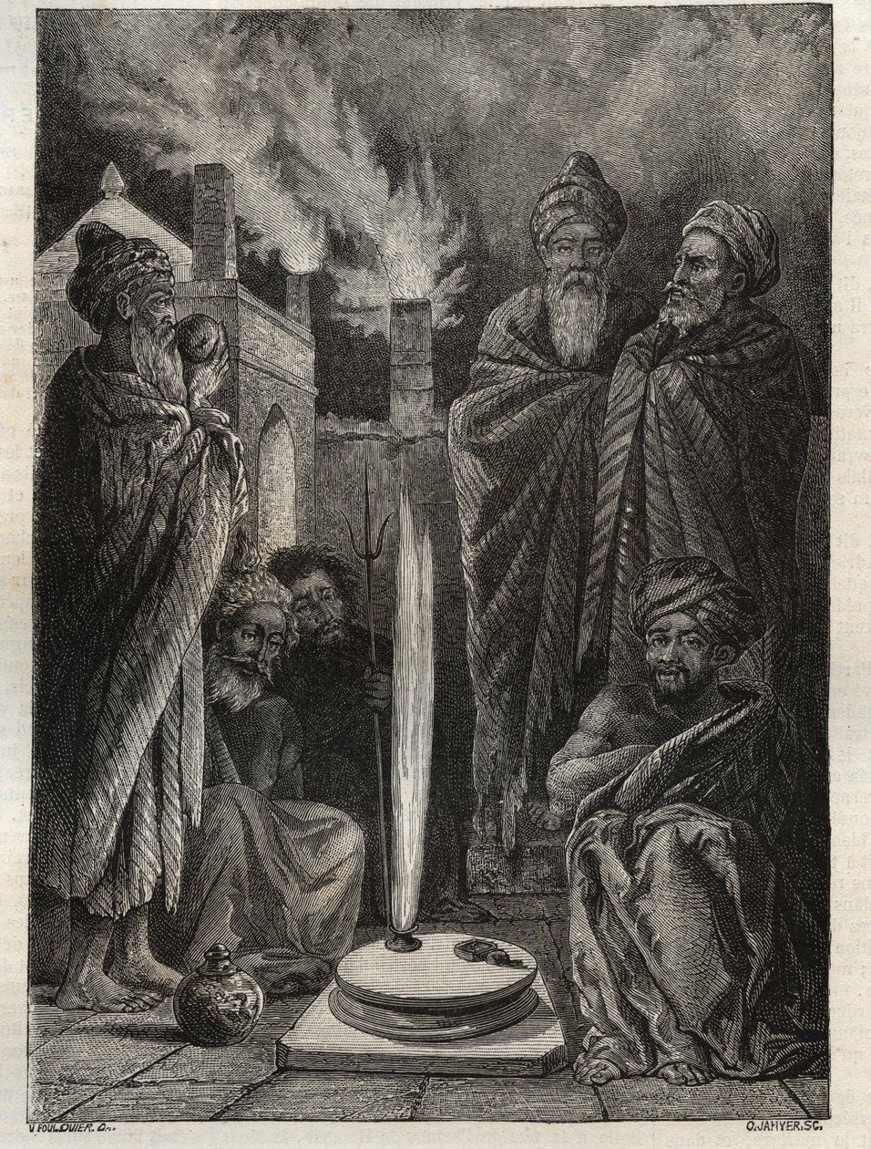 Guebre (eller Zoroastrian) nær Baku (Baku, Aserbajdsjan) - Fireworshippers - New National Encyclopedia af Maurice La Charest - 1870 - af French School