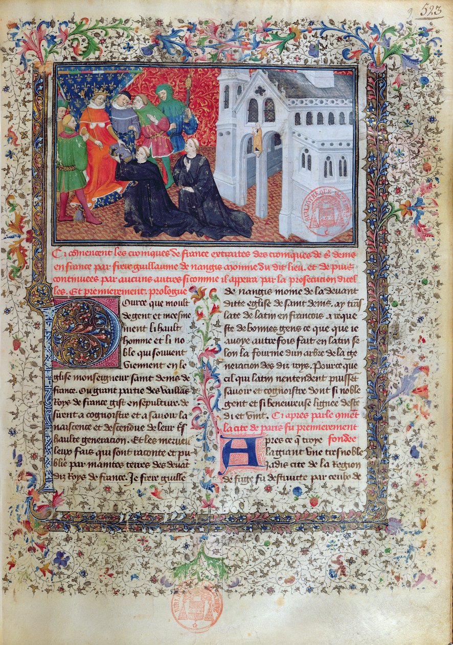 Guillaume de Nangis (d.130003) præsenterer sin bog til Philippe IV (1268-1314) le Bel, konge af Frankrig fra 1285-1314 af French School