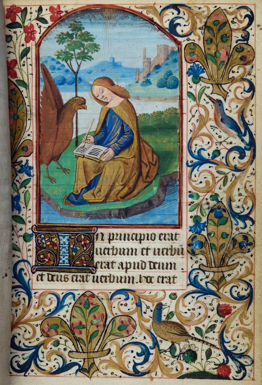 H/L-3-3 fol. 14r St John the Evangelist, fra Book of Hours, Use of Paris, midten af 1400-tallet af French School