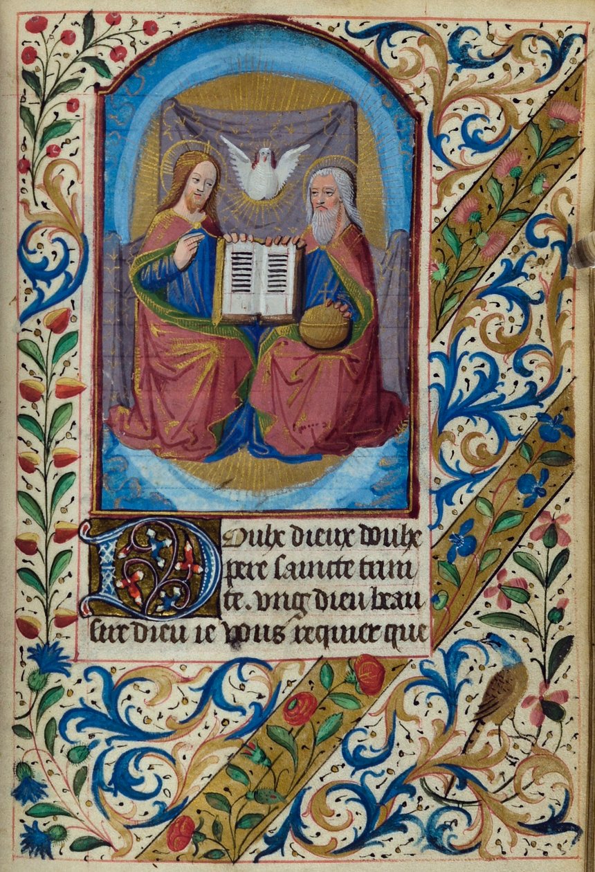 H/L-3-3 fol. 153r Holy Trinity, fra Book of Hours, Use of Paris, midten af 1400-tallet af French School