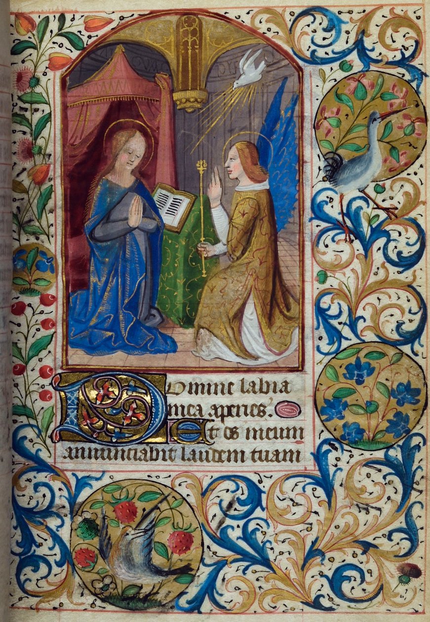 H/L-3-3 fol. 26r Bebudelsen, fra Timebog, Brug af Paris, midten af 1400-tallet af French School