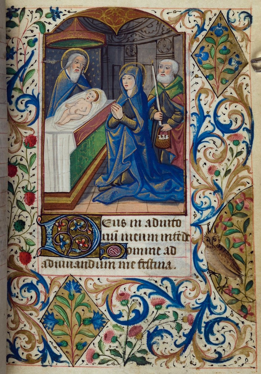 H/L-3-3 fol. 70r Præsentation i templet, fra Timebog, Brug af Paris, midten af 1400-tallet af French School