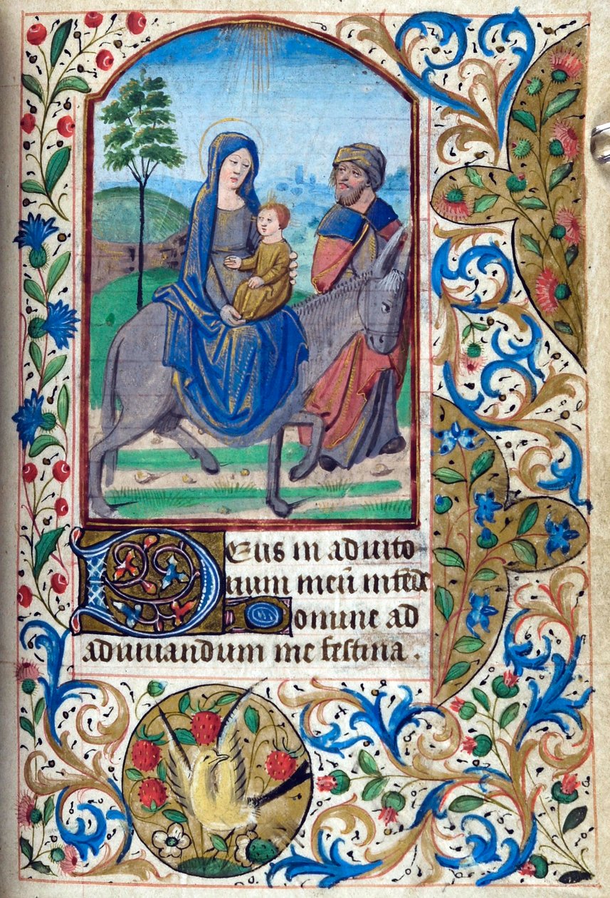 H/L-3-3 fol. 74r Flight into Egypt, fra Book of Hours, Use of Paris, midten af det 15. århundrede af French School