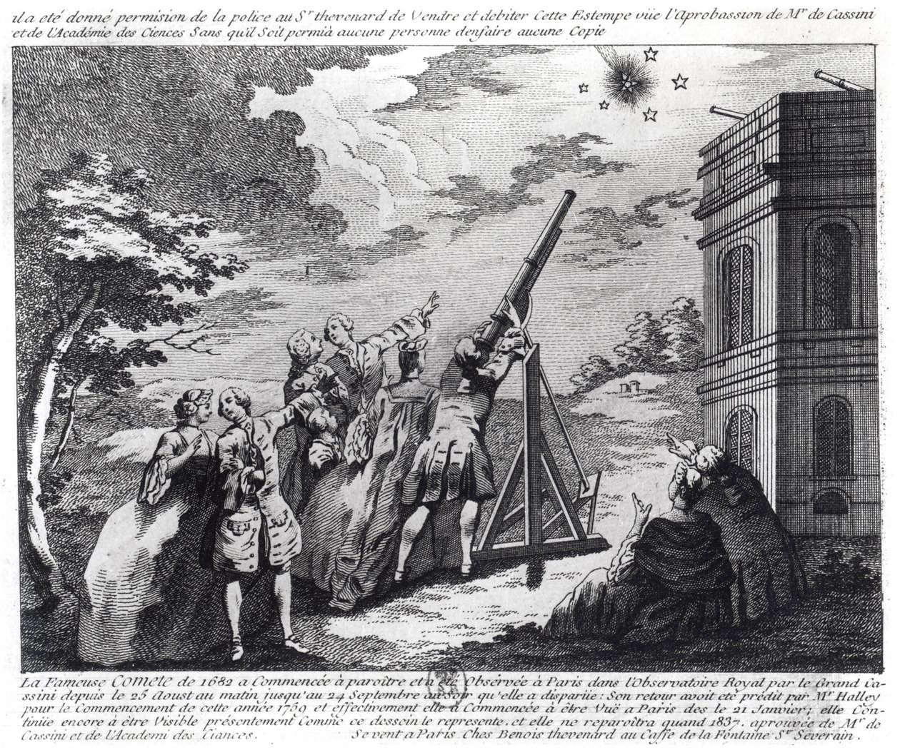 Halleys komet observeret i 1759 af Cassini III (1714-84) af French School