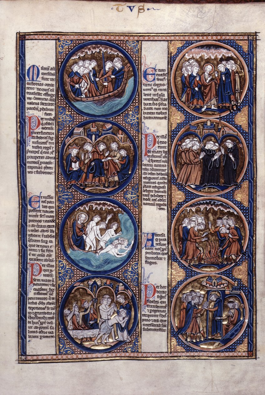 Harley 1527, f.91 Forlis af St. Paul (vellum) af French School