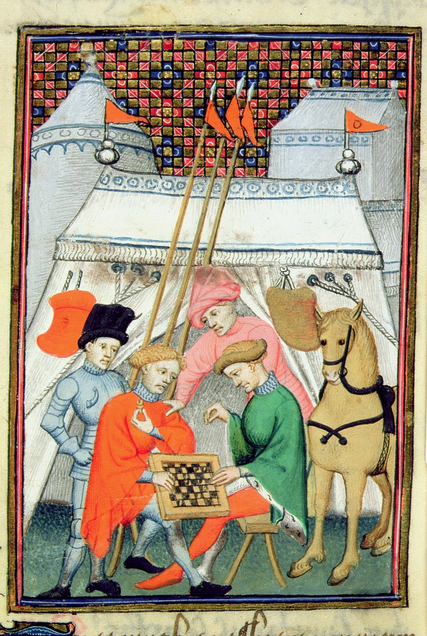 Harley 4431 f.133 Ulysses spiller skak, parisisk kopi, ca. 1410-15 (vellum) af French School