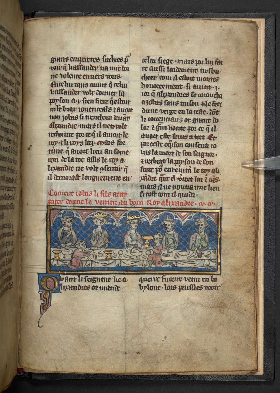 Harley 4979, f.78 Alexander modtog gift fra Jobas under en fest.  , fra 