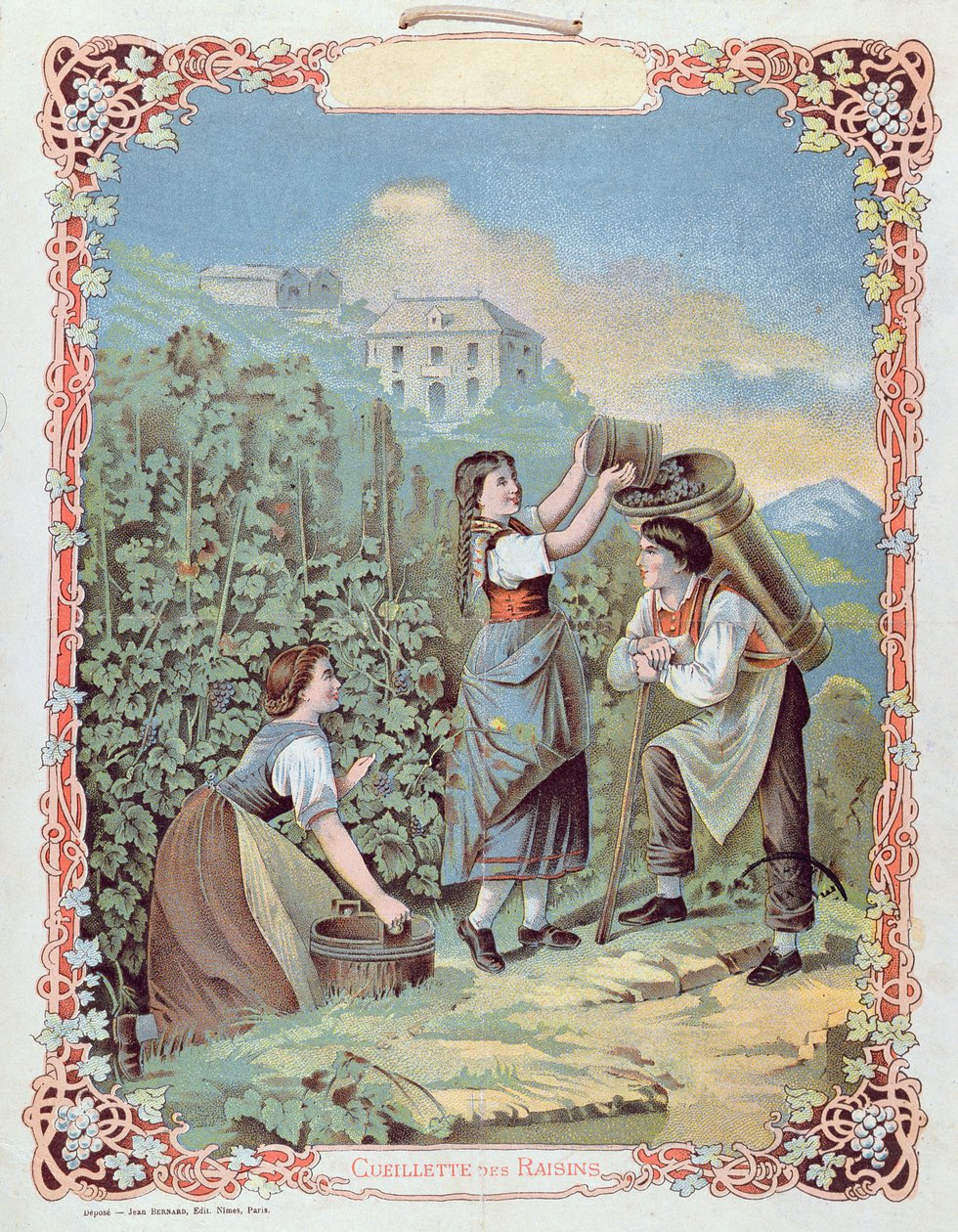Høst af druer, fra en kalender, ca. 1880 af French School