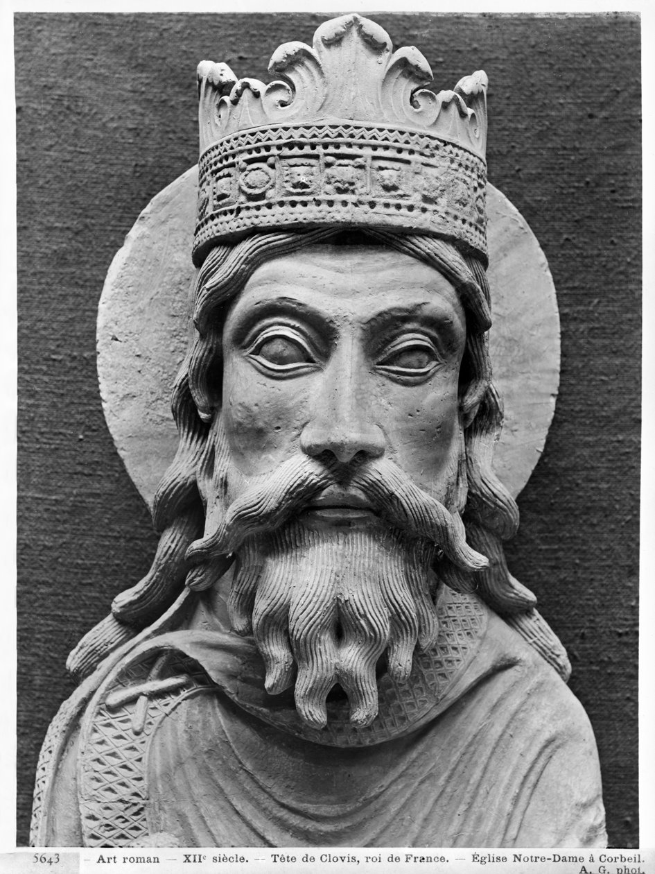 Leder af Clovis I, fra kirken Notre-Dame i Corbeil (gipsafstøbning) (detalje) (se også 383111, 383112) af French School