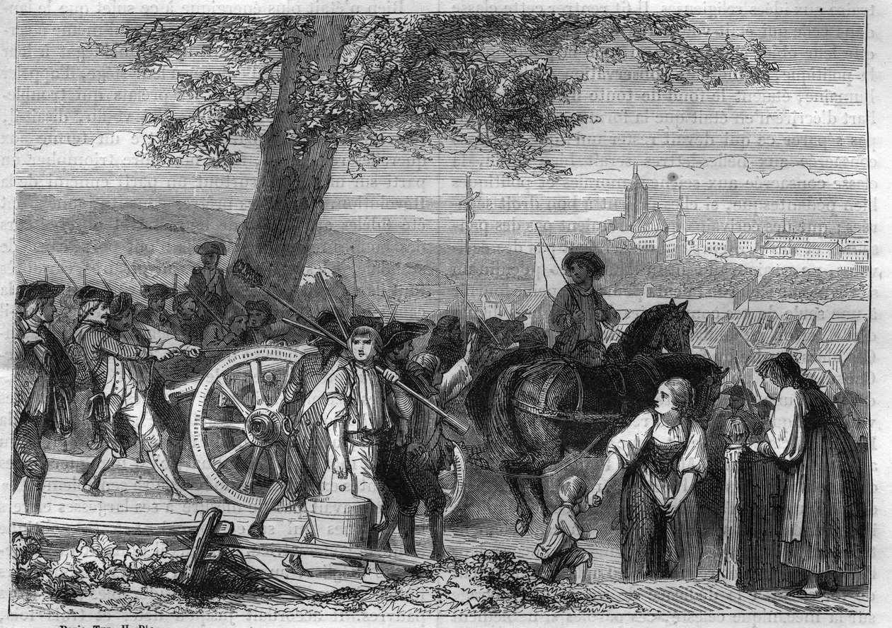 Den Helvetiske Republik, oprøret af bønderne i Oberland: marchen mod Bern (Schweiz) i november 1802 - Indgravering fra 1865 i "Histoire du Consulate et de l