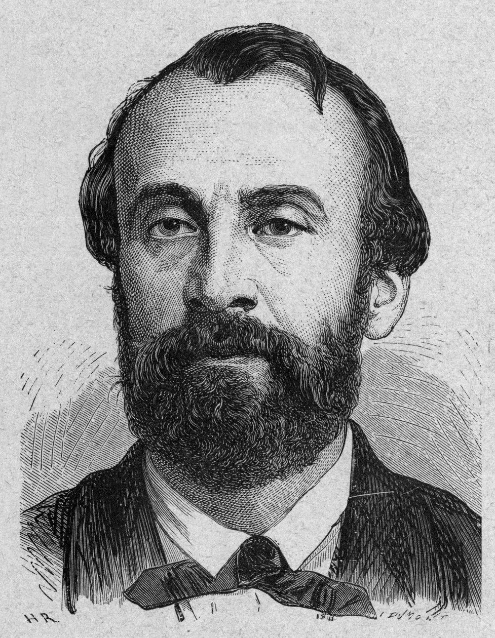 Henri Giffard (1825-1882) fransk opfinder af dampaerostat, gravering af French School