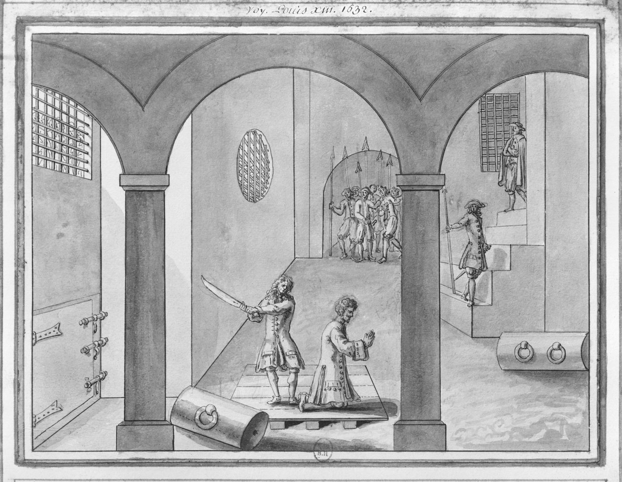 Henri II, hertug af Montmorency halshugget i Toulouse den 30. oktober 1632 (pen og blæk og vask på papir) af French School