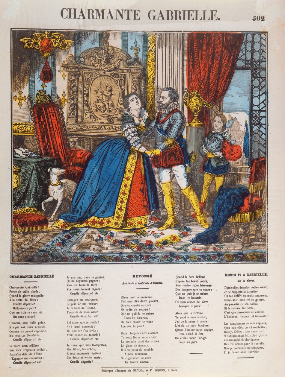 Henri IV (1553-1610), konge af Frankrig og hans elskerinde Gabrielle dEstrees (1573-99) af French School