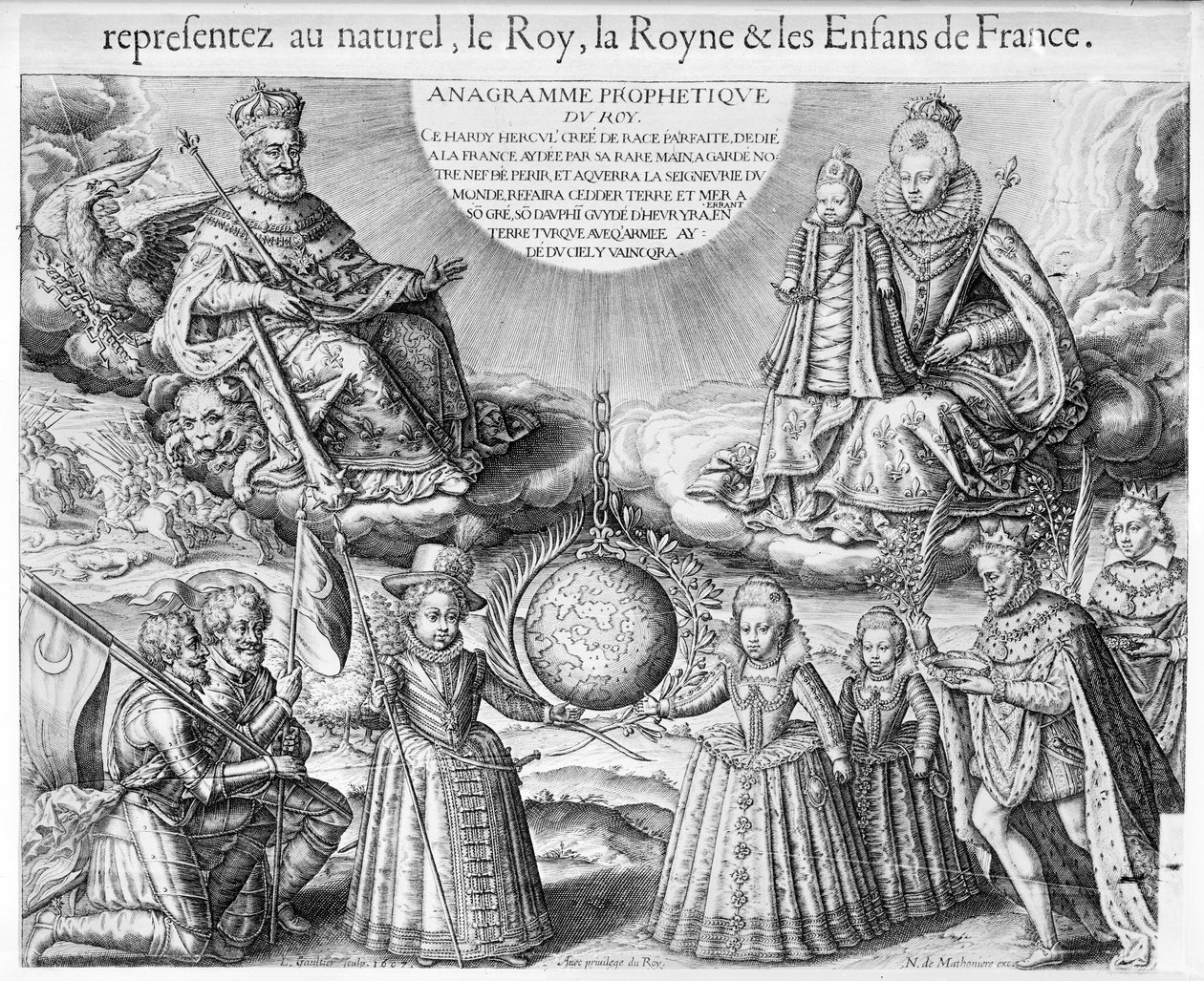 Henri IV (1553-1610) med sin familie, 1607 af French School