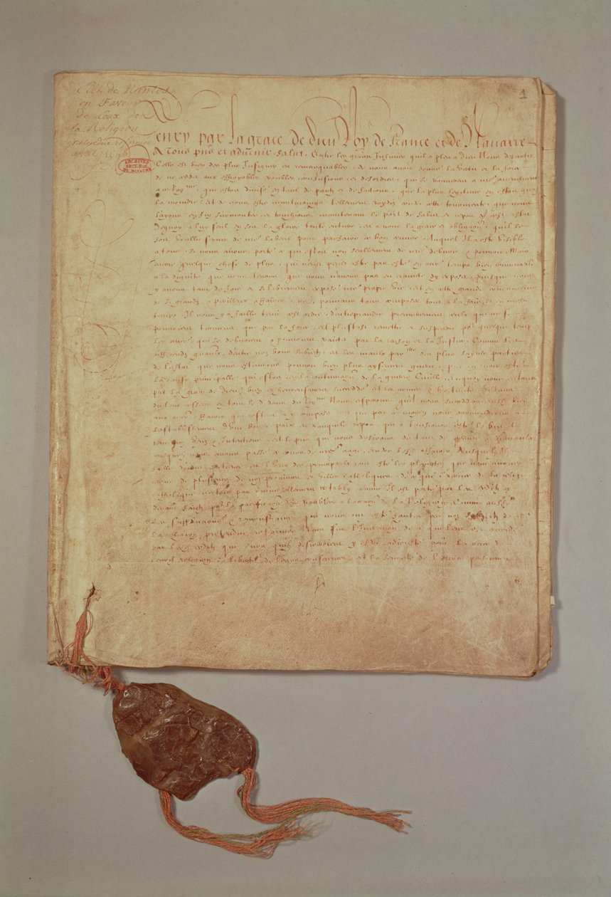 Henri IV, Ved Guds nåde, konge af Frankrig og Navarra, første side fra 