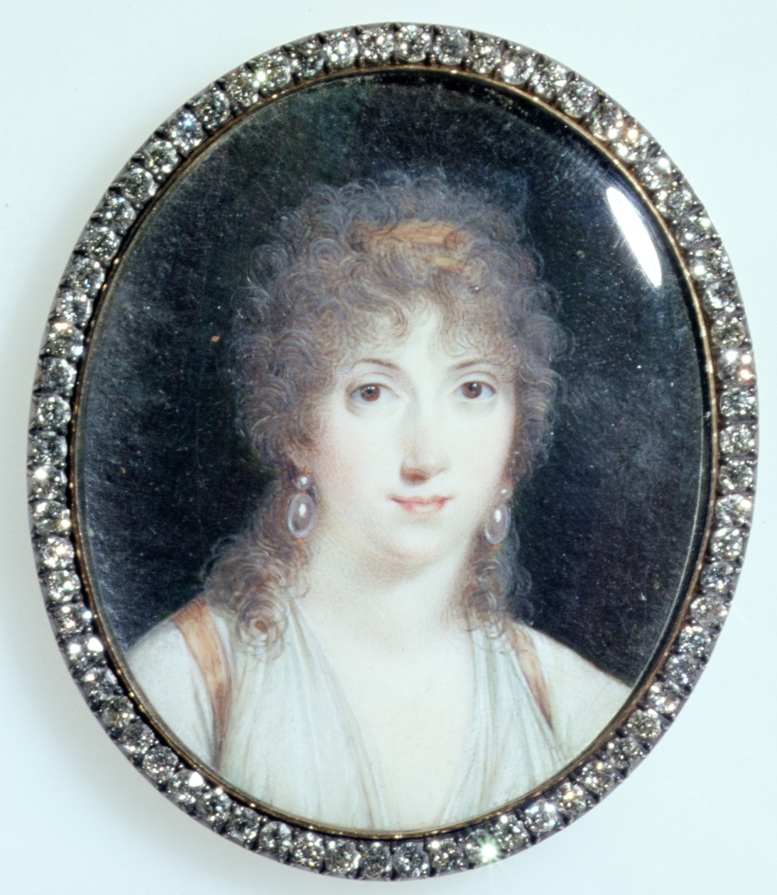 Henriette Lucy Dillon (1770-1853) Marquise de la Tour du Pin Gouvernet, ca. 1802 (wc på elfenben) af French School