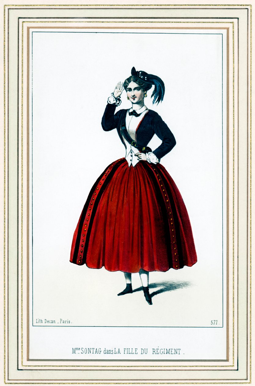 Henriette Sontag, tysk sopran, i Donizettis La fille du régiment af French School