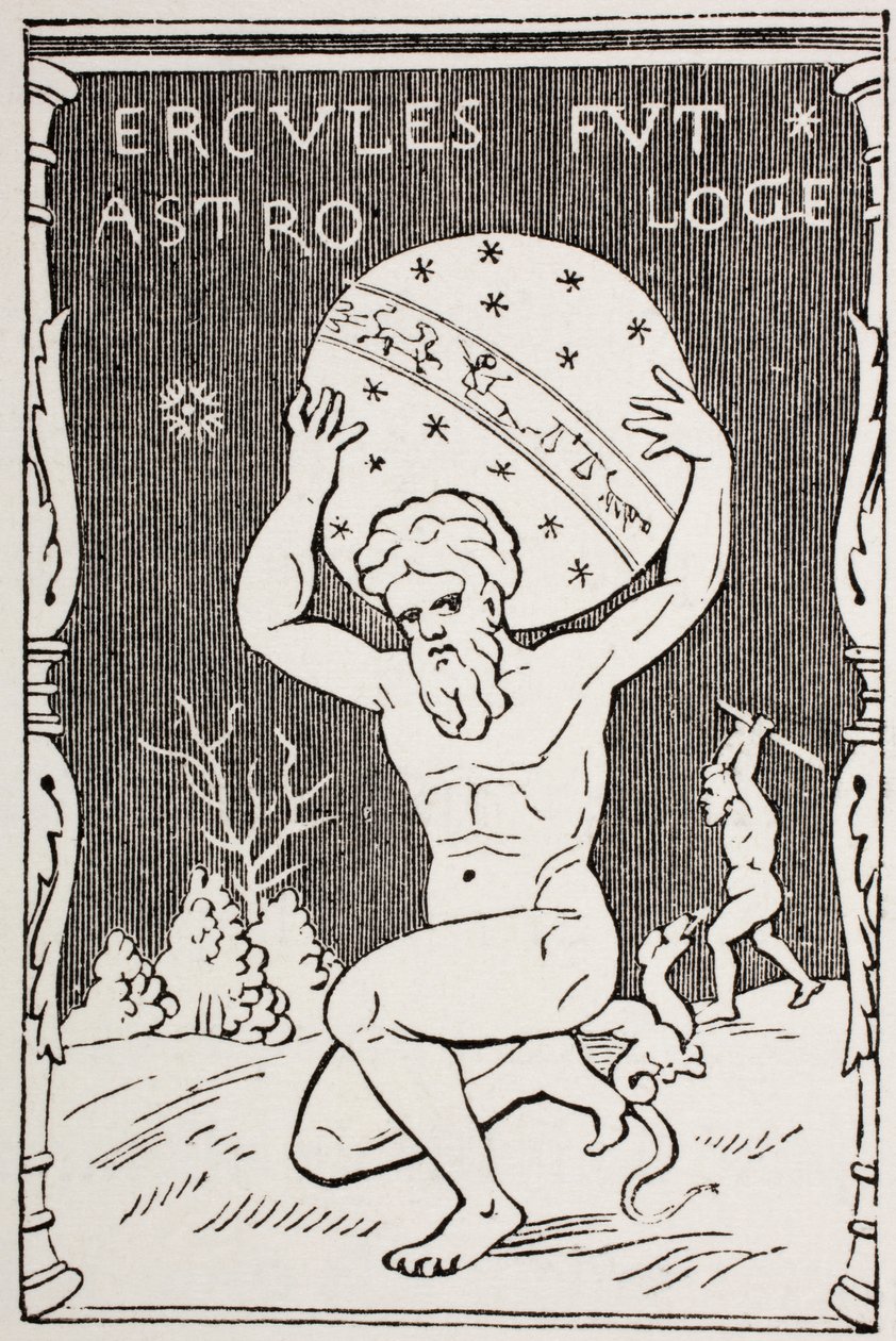 Hercules holder verden på ryggen, mens Atlas samler Hesperides æbler, fra 