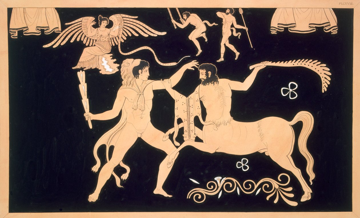 Hercules i kamp med kentauren Chiron, udgivet 1808-10 af French School