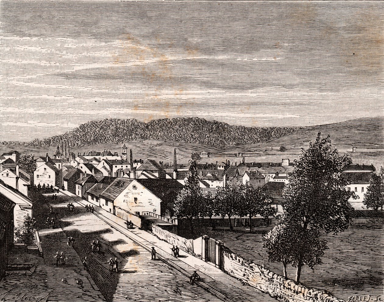 Hericourt - - departement Saone-et-Loire - indgravering i "La France illustree: geografi, historie, statistisk administration" af V.A. Malt-brun. 1884 af French School